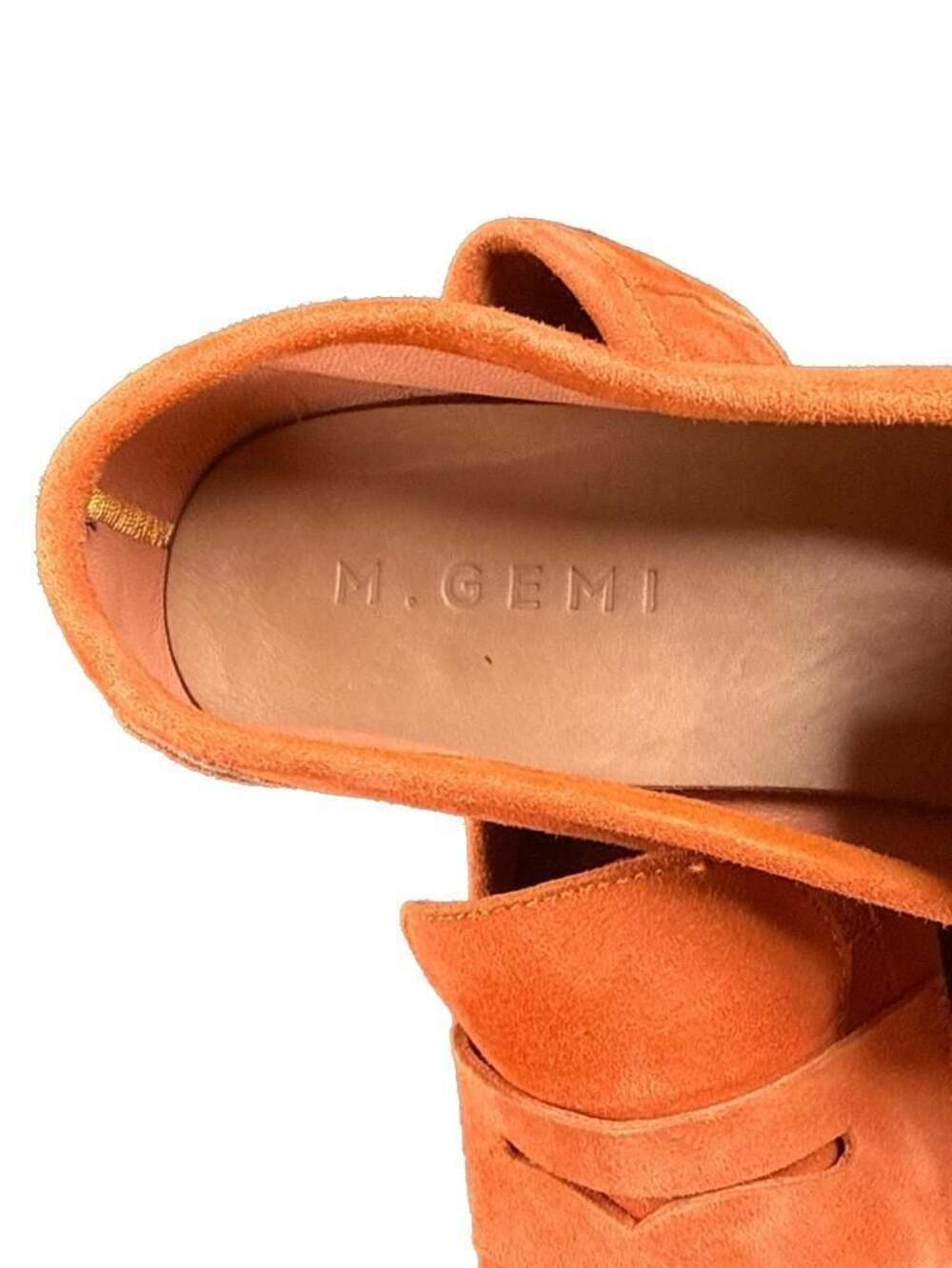 M.Gemi The Sacca Donna Tangerine Orange Suede Penny Loafers, Beautiful Size 40.5 - Picture 7 of 8